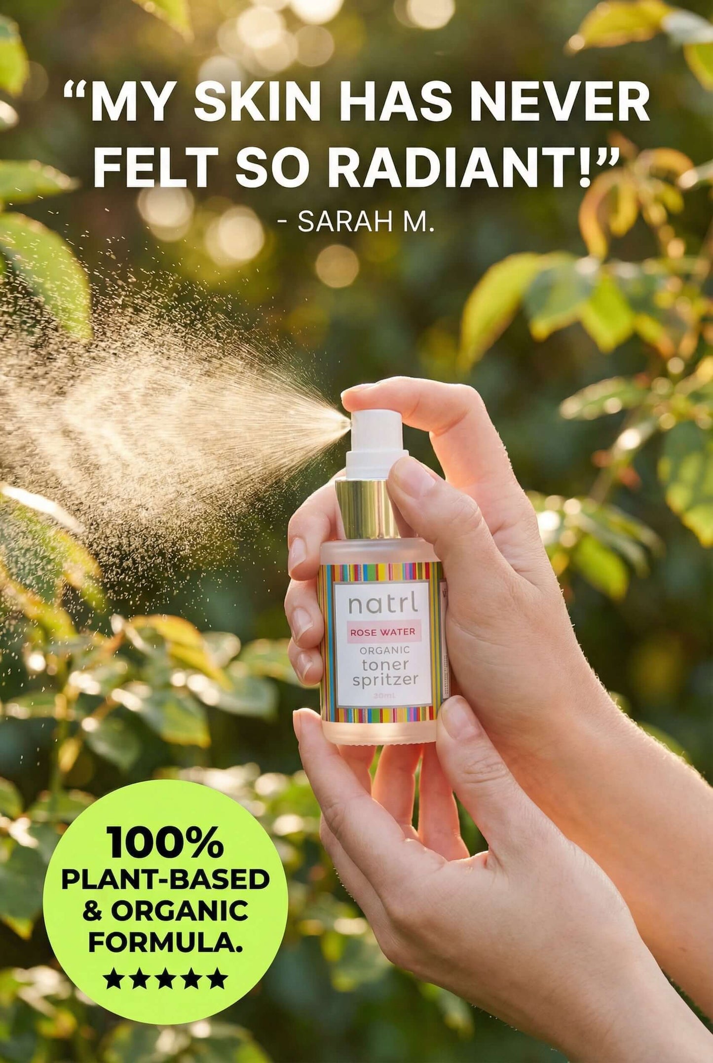 Organic Rose Water Face Mist Toner Spritzer